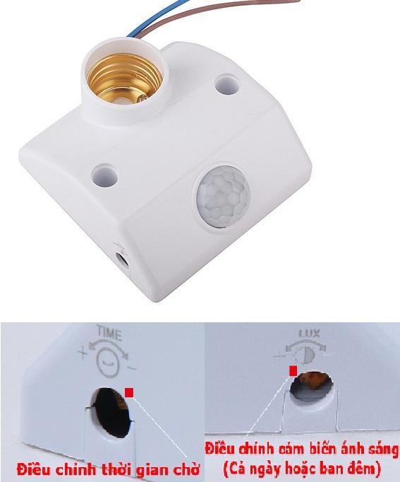 Đui đèn cảm ứng hồng ngoại loại tốt có 2 nút chỉnh chế độ và thời gian Smart power, đui đèn cảm biến hồng ngoại bật/tắt đèn tự động, đui đèn thông minh cảm ứng chuyển động,đuôi đèn cảm biến chuyển động hồng ngoại