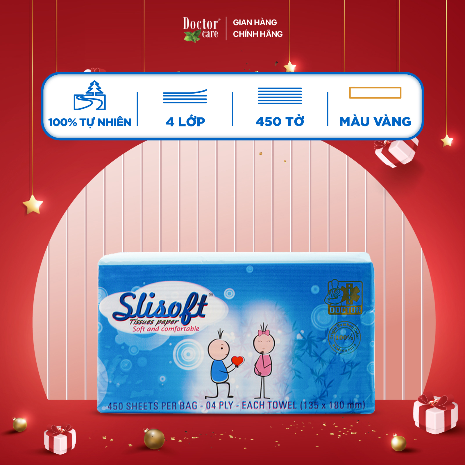 Giấy rút đa năng cao cấp Slisoft Vàng 4 lớp siêu dai