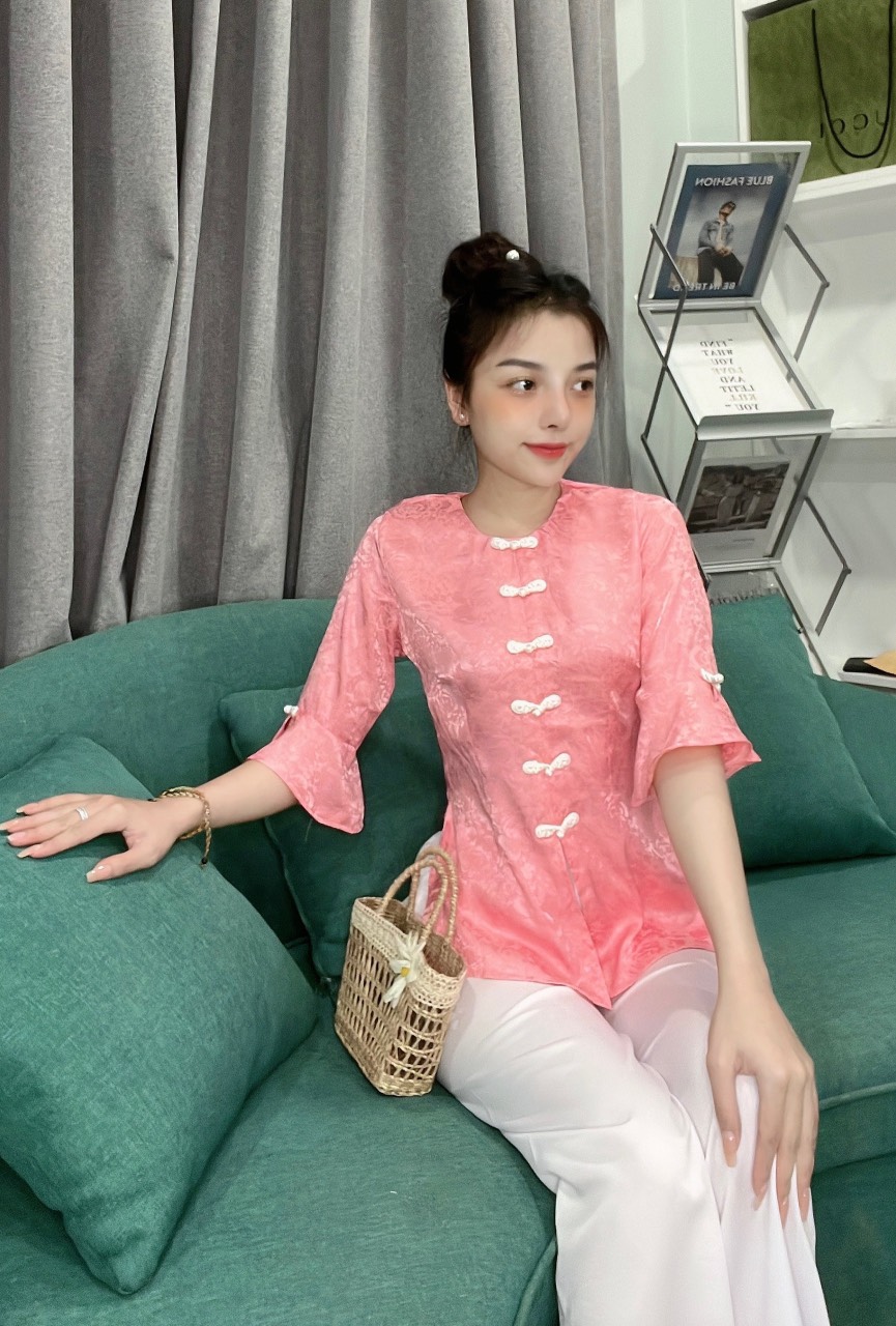 ÁO BÀ BA LỤA GẤM TAY XÒE