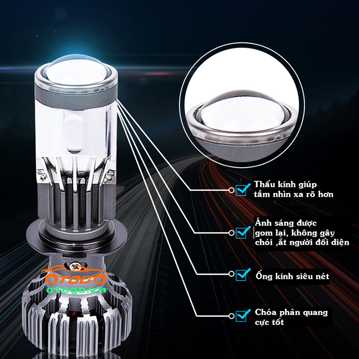 Đèn Led Bi Cầu Mini G7 Chân H4 - 55W Siêu Sáng IPHCAR