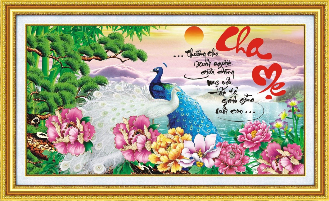 Tranh Thêu Chữ Thập 3D Thư Pháp Cha Mẹ 88897 (KHÁCH TỰ THÊU) KT:70X40CM