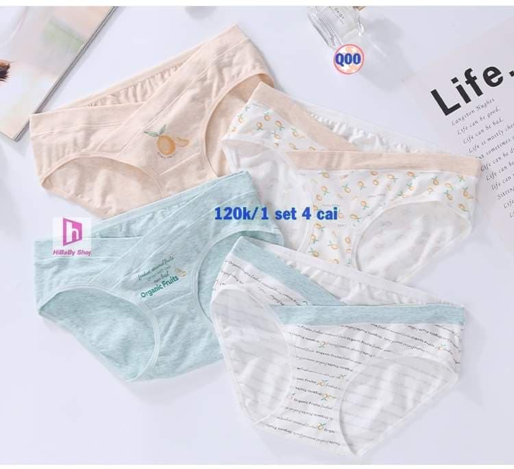 Sét 4 Quần Quần Lót Cạp Chéo Bầu, 100% cotton