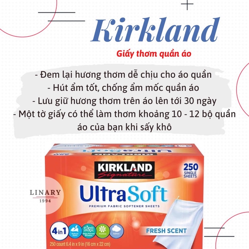 (Tách Lẻ) Giấy Thơm Quần Áo Kirkland của Mỹ