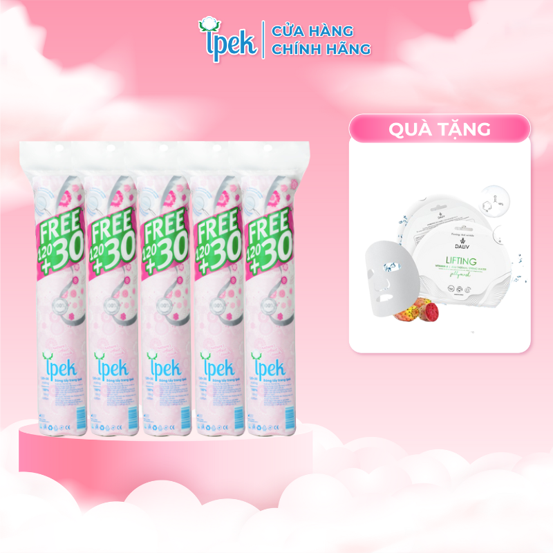 Combo 5 Bông tẩy trang IPEK 150 miếng