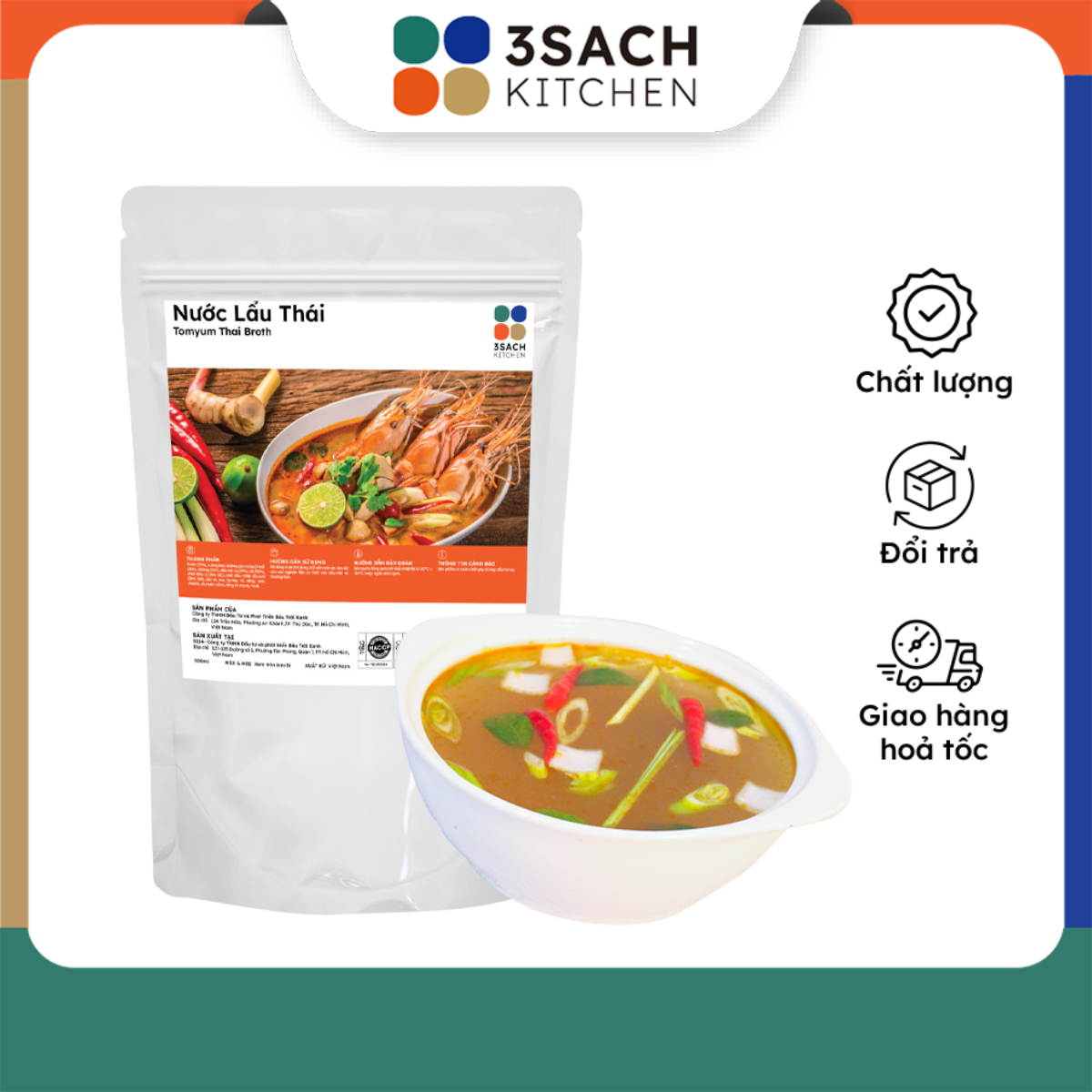 Nước Lẩu Thái 3Sach Kitchen - Túi 500ml