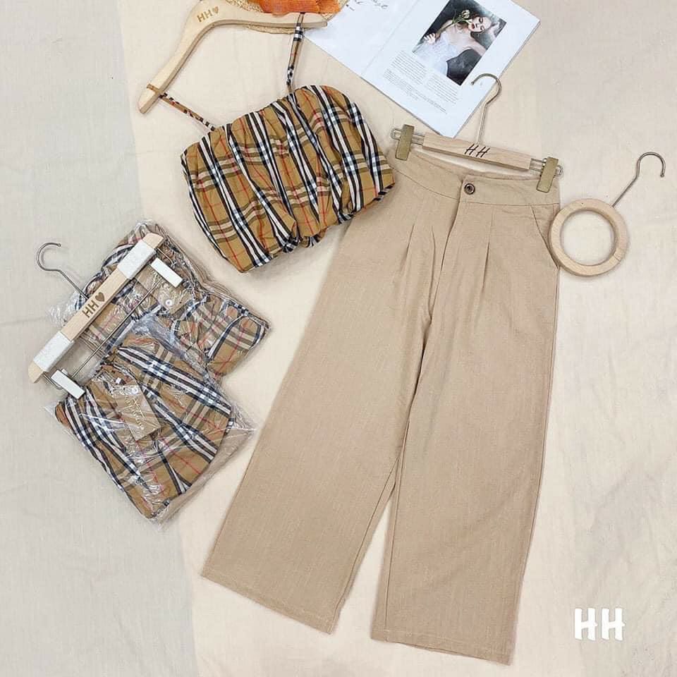 ÁO KARO SỌC TRÁI BÍ FORM CROPTOP 45 KG