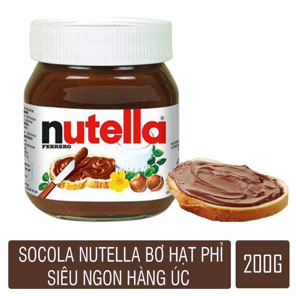 Nutella socola Úc hạt phỉ 200g phết sandwich, biscuits vị ngọt dịu cực ngon date mới
