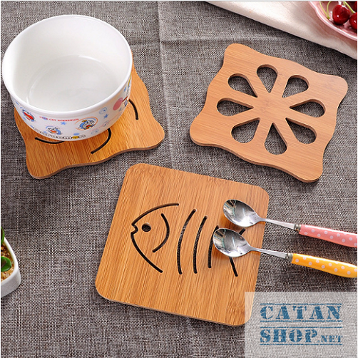 [HCM]Miếng lót nồi Gỗ lót cốc chén cách nhiệt chống nóng bằng gỗ Nhiều mẫu Cute GD289-LNGo (giao màu ngẫu nhiên)