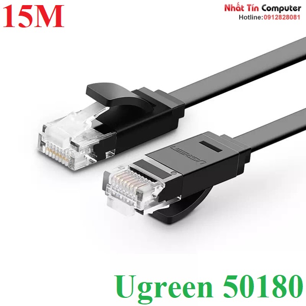 Dây cáp mạng đúc sẵn dẹt cat6 dài 15m 26awg ugreen 50180 cao cấp