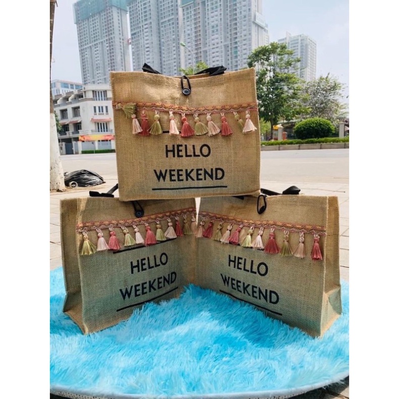 Túi Cói Đi Biển Túi Cói Du Lịch HELLO WEEKEND Mẫu Mới