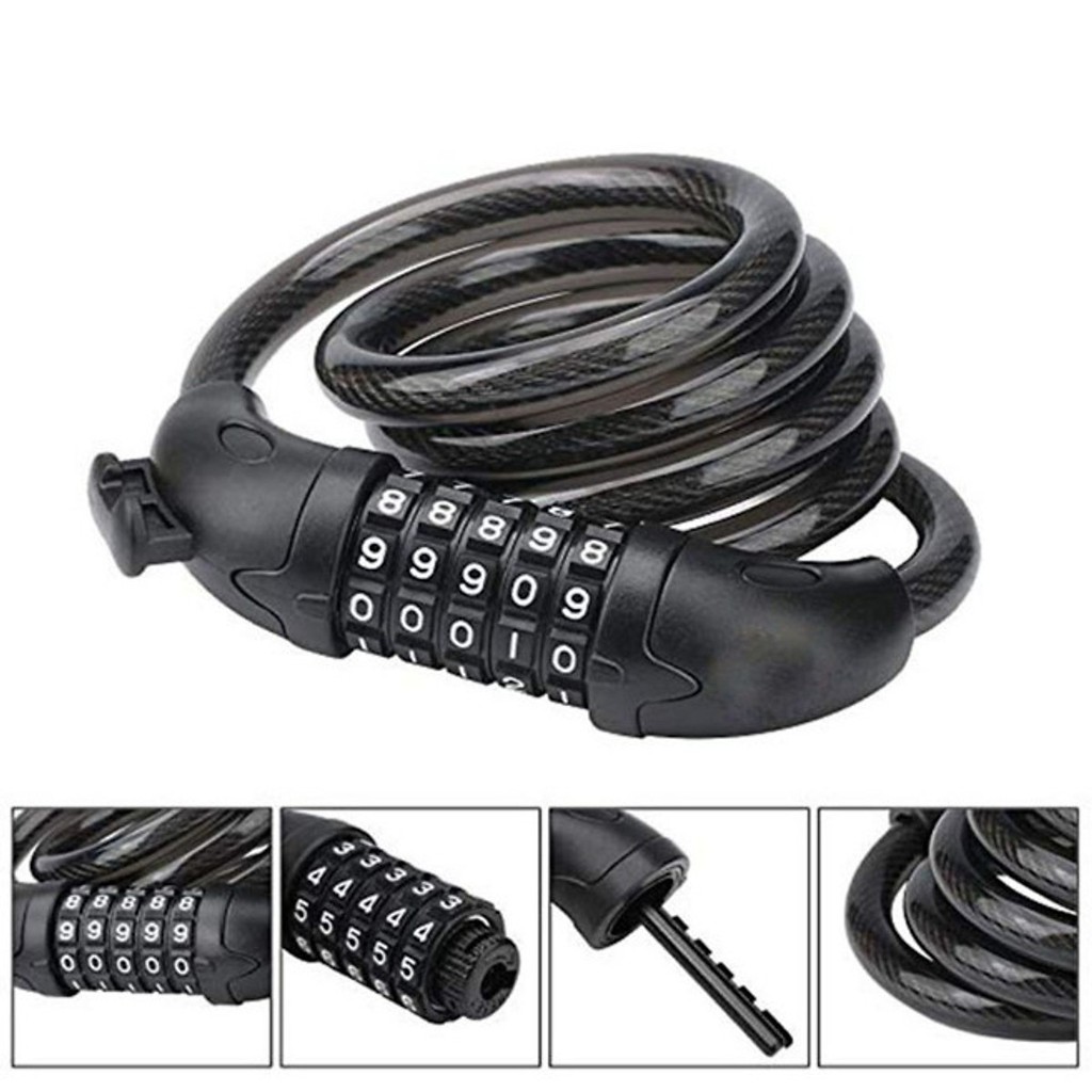 Khóa dây xe đạp mật mã 5 số