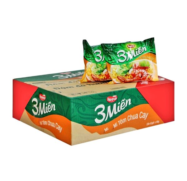 Thùng 30 gói mì 3 Miền Tôm Chua Cay
