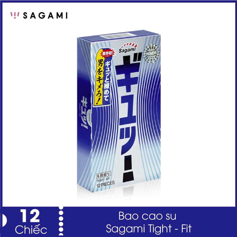 Bao cao su Sagami Tight - Fit (Hộp 12) lượn sóng 6 lần, màu tím khác biệt