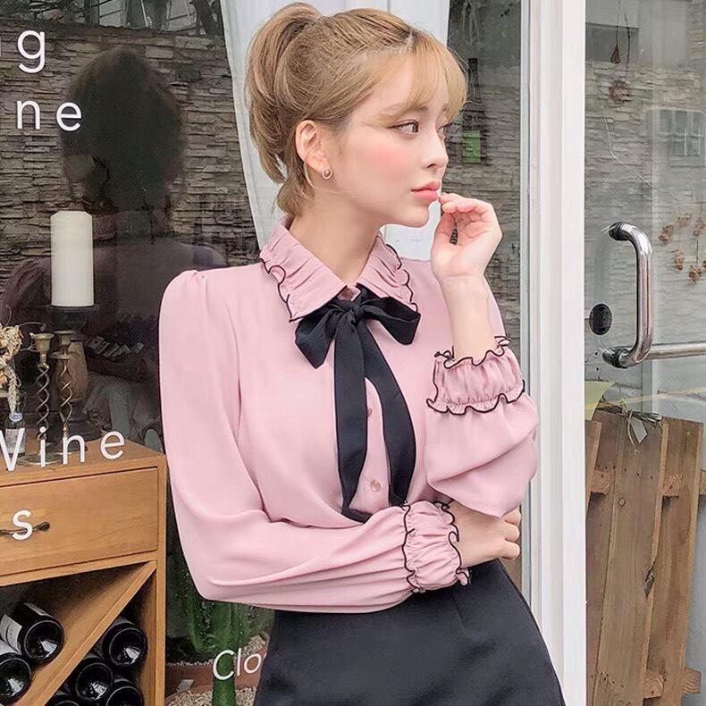 Áo Sơmi Von Phối Nơ Cổ Tiểu Thư TTS0345