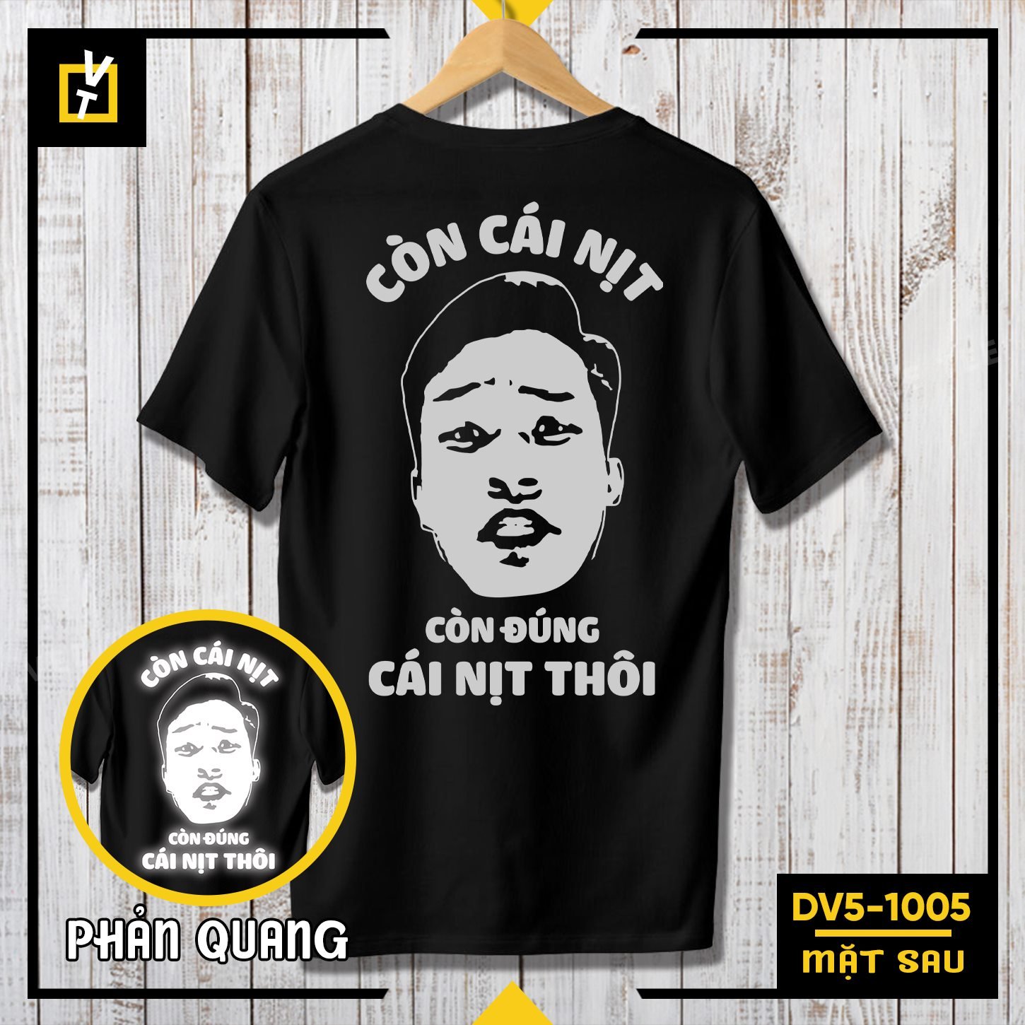 Áo thun TAY NGẮN phản quang bạc Còn Cái Nịt (TAY LỠ IB)(CHỤP FLASH)