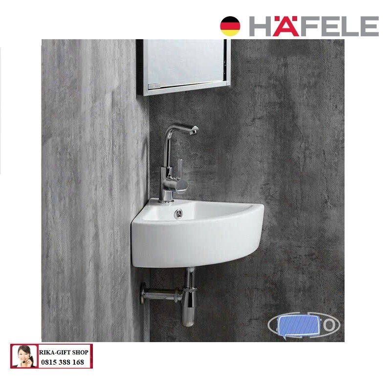 LAVABO GÓC TREO TƯỜNG HAFELE 588.09.410 (không gồm vòi rửa và bộ xả)