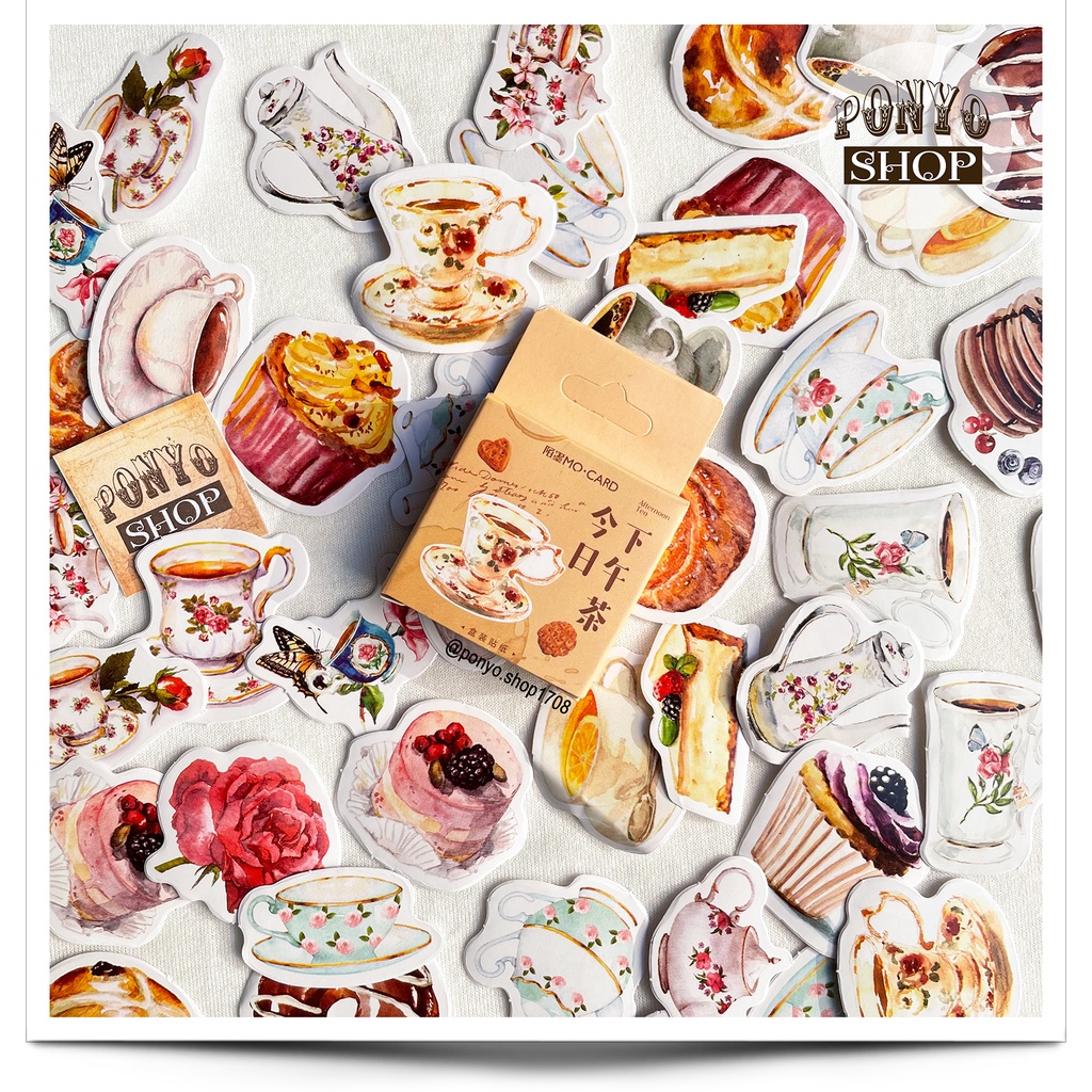 ☕️ Hộp 46 sticker nhãn dán Break Time (Love Coffee) trang trí Scrapbook