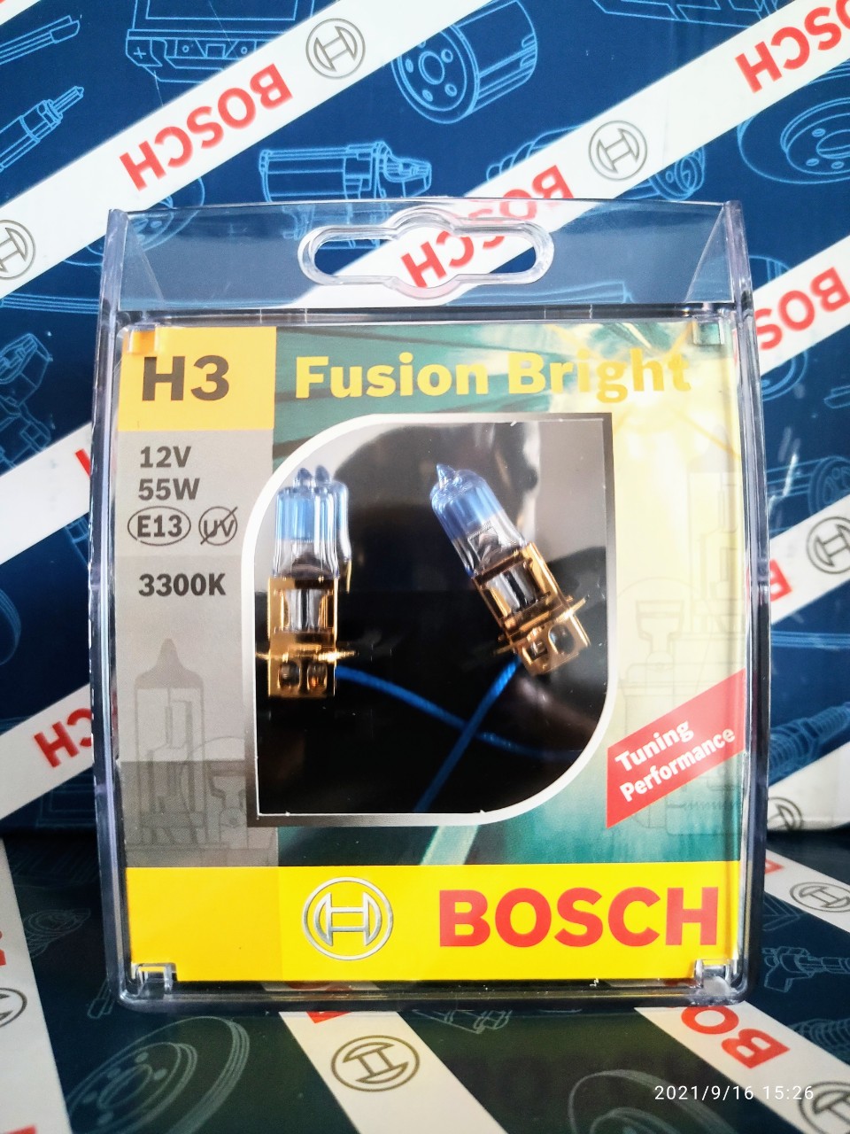 Bóng đèn tăng sáng bosch h3 12v 55w fusion bright 3300k