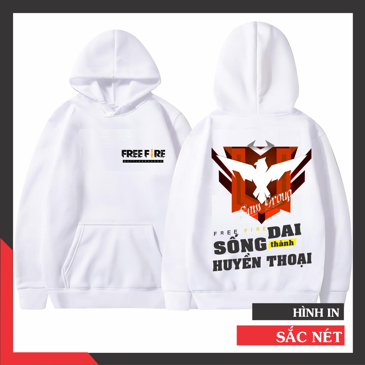 Áo Khoác Nỉ LOGO Free Fire Rank Huyền Thoại Màu Trắng