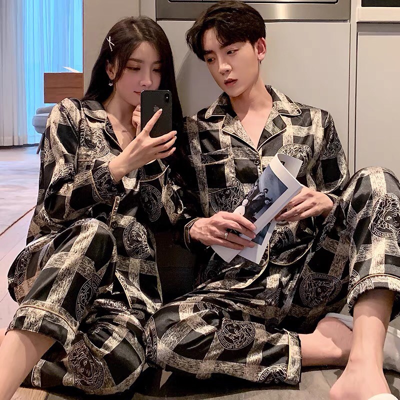 Bộ đồ Pyjama mặc đôi nam nữ chất lụa mềm - Bộ mặc nhà nam nữ