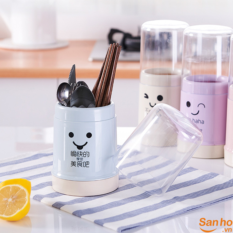 Ống Đựng Đũa Trong Suốt Có Nắp Đậy