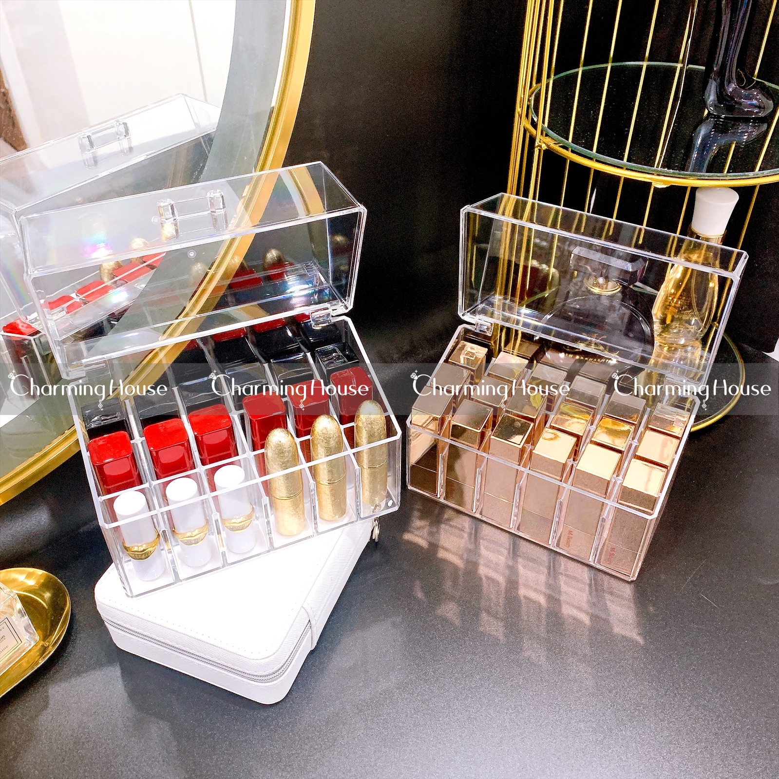 [HÀNG CÓ SẴN] -  KHAY ĐỰNG SON CÓ NẮP 24 THỎI SON CAO CẤP