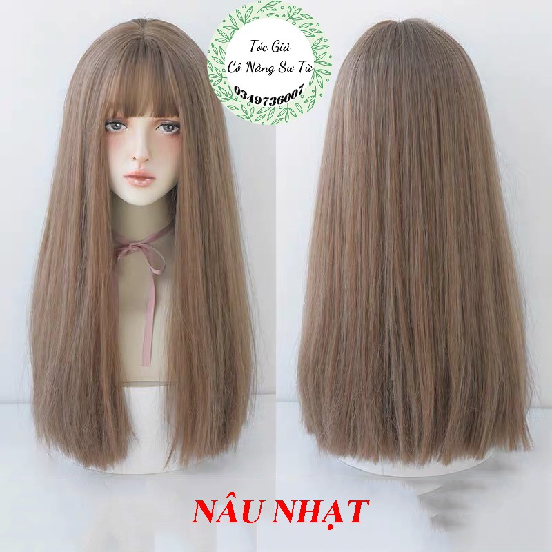 Tóc giả nguyên đầu dài thẳng CAO CẤP - Tặng lưới tóc