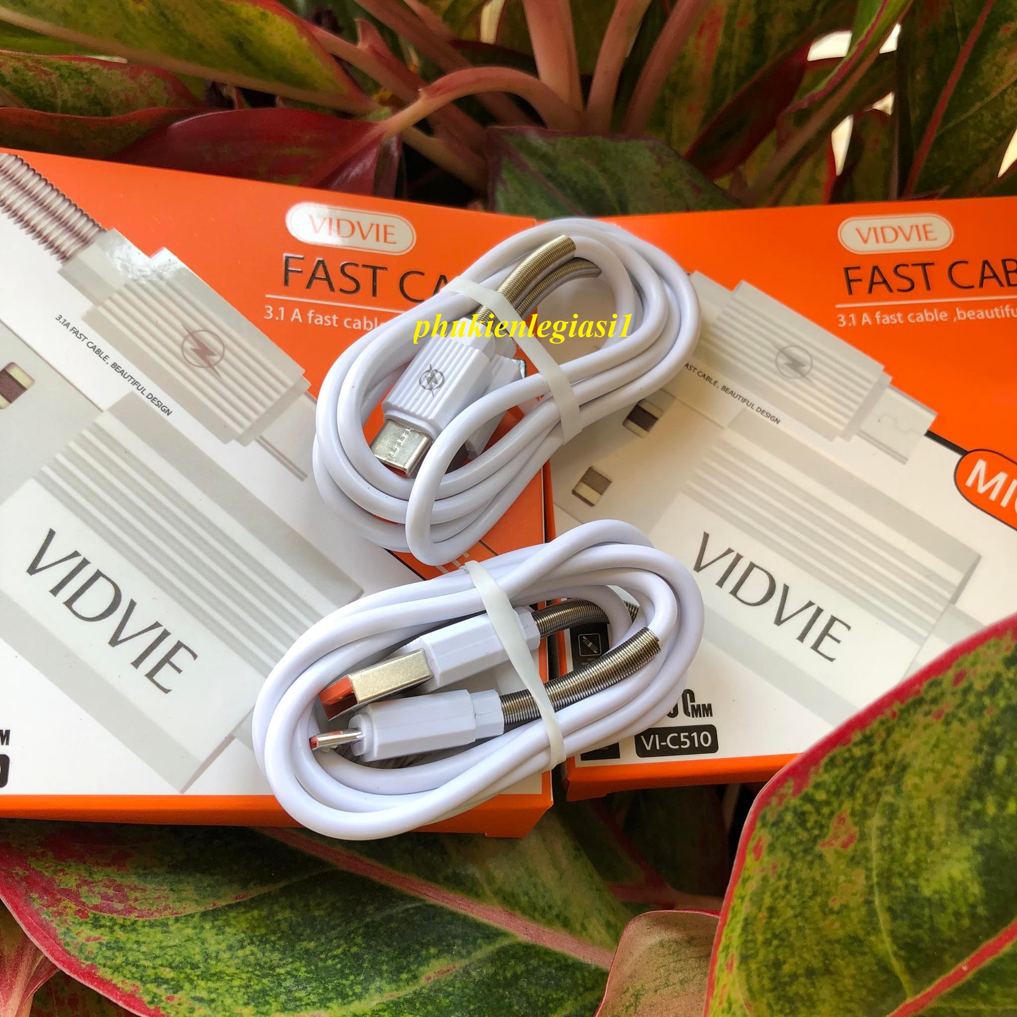 Cáp sạc vidvie c510 bện lò xo 2 đầu micro usb type c iphone