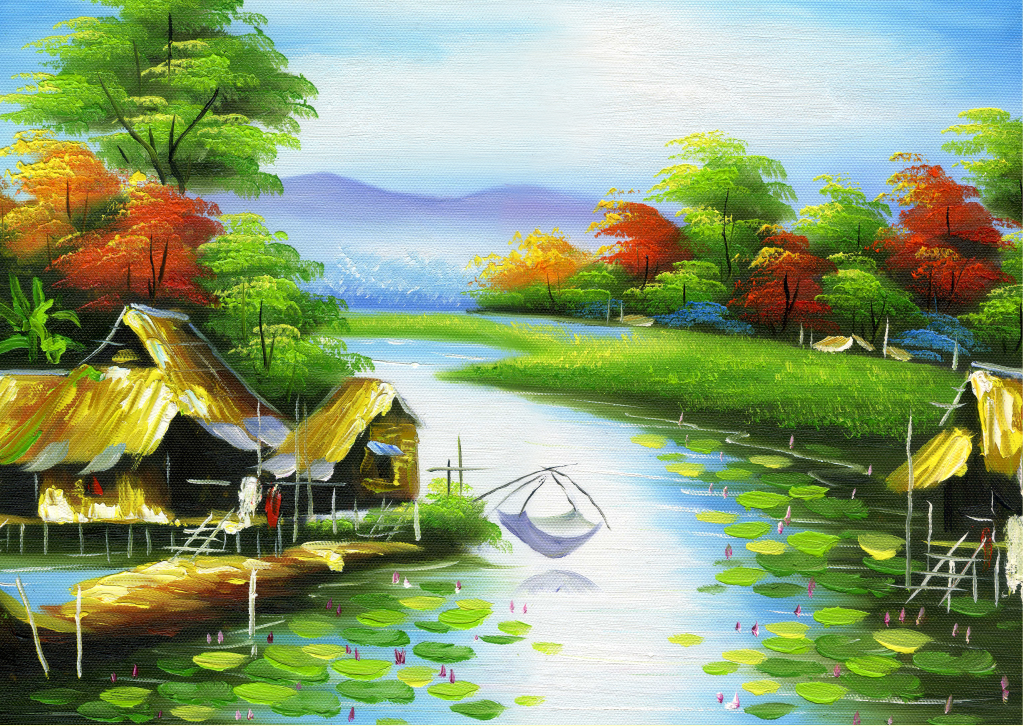 [Deal quà tặng] Tranh dán tường 3d đồng quê