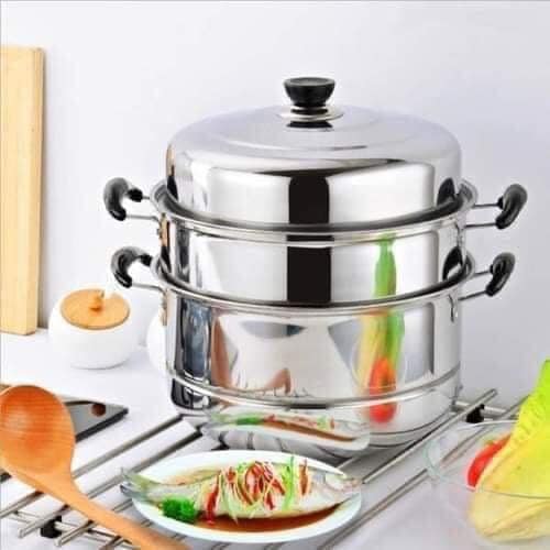 Nồi hấp 3 tầng phi 28cm dùng trên mọi loại bếp,nồi hấp xôi, hấp khoai, hấp bánh bao..