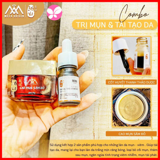 Combo sữa rửa mặt sâm đỏ va cao mụn sâm đỏ 36 vị