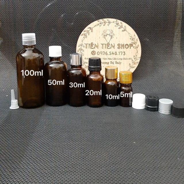 Chai thủy tinh nâu nắp vặn chọn size