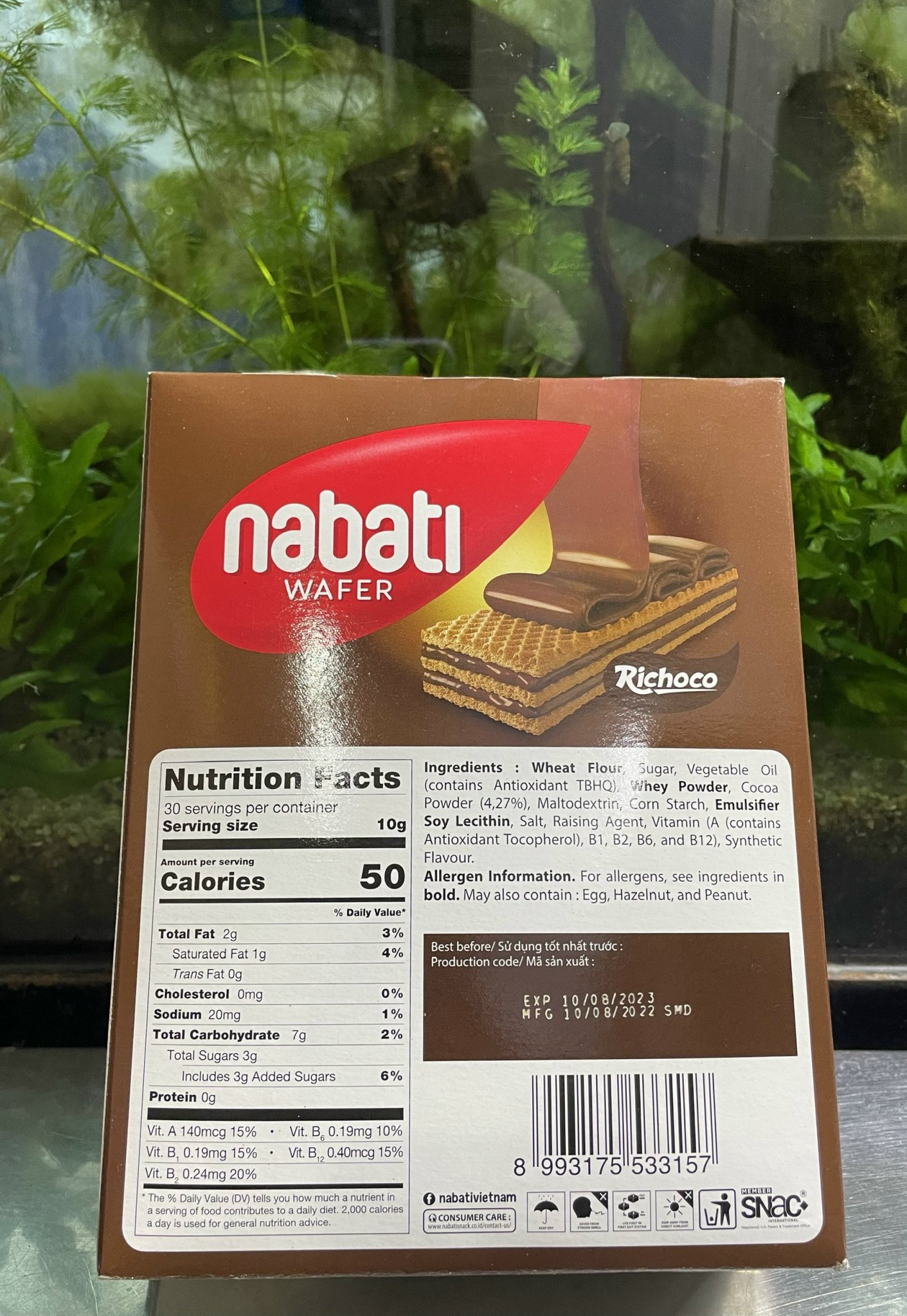 Bánh Sôcôla (Dạng Xốp) Richoco Nabati Chocolate Cream Wafer (Hộp 20 thanh x 15g)
