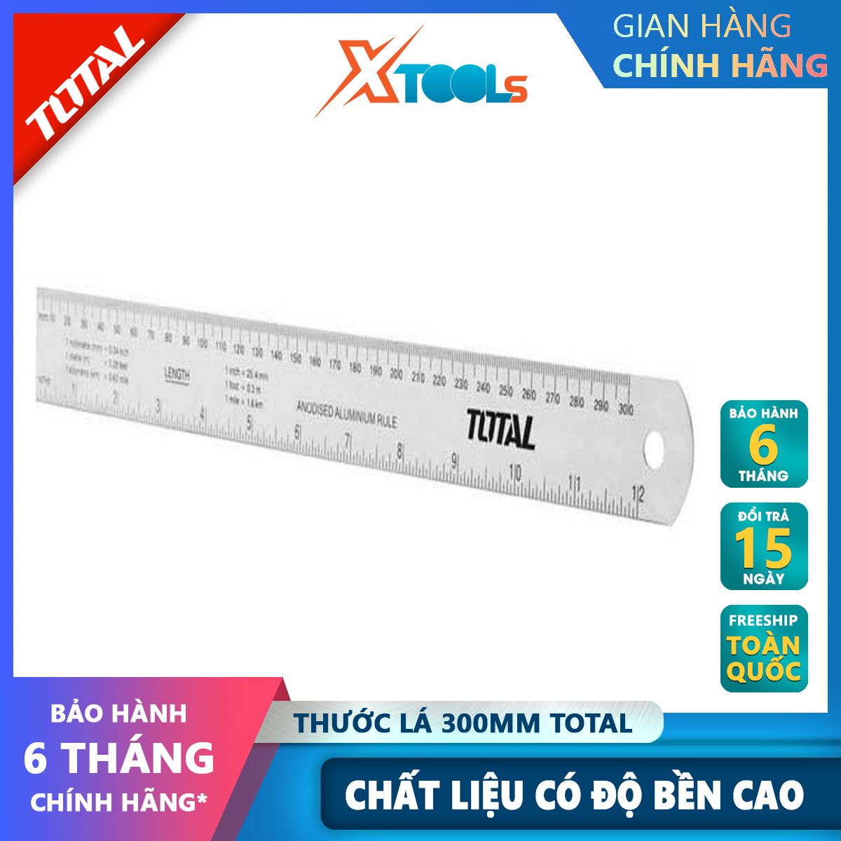 Measure of the total TMT633002 | size leaf length 30cm, Width 3cm, material aluminum anodized, accurate rate 0,7M m / m [xsafe] [XTools]