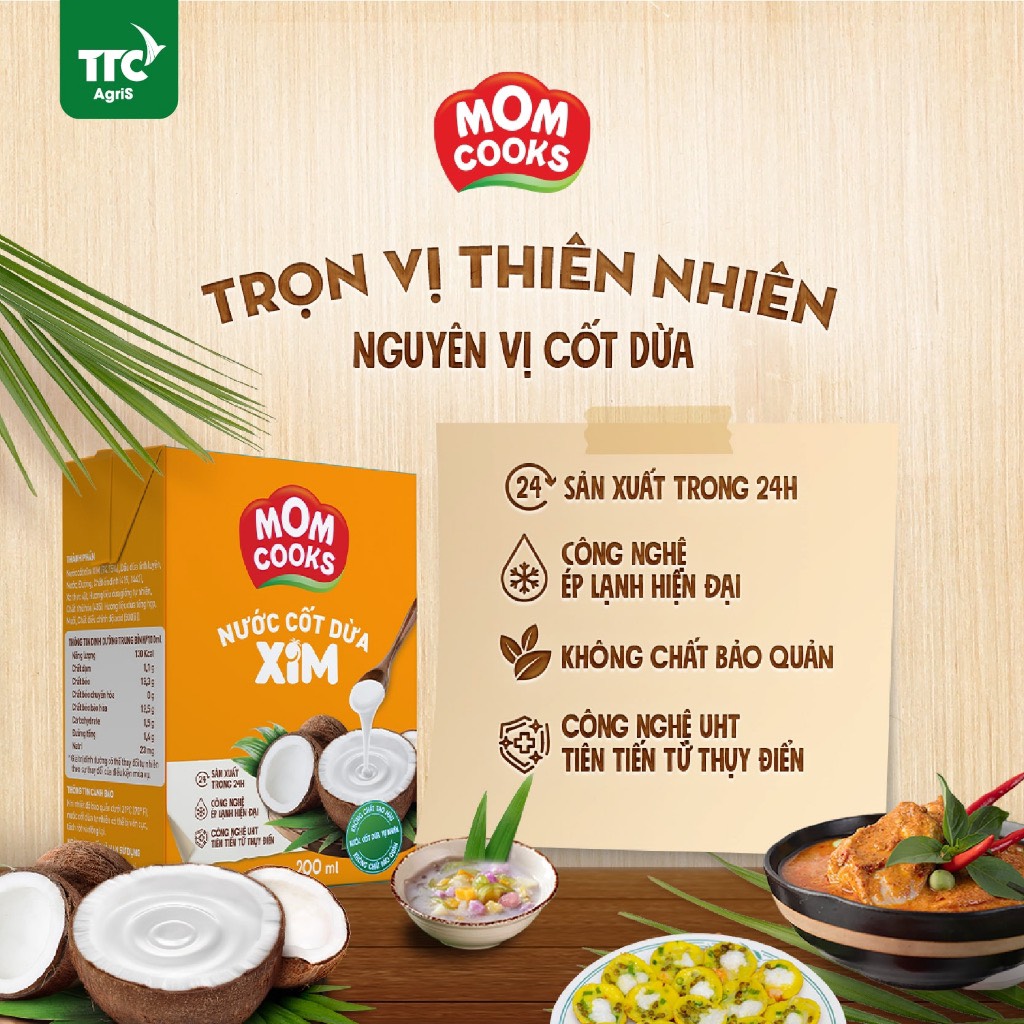 Nước Cốt Dừa Tươi Mom Cooks Cocoxim 200ml,Chefs Choice-TUH