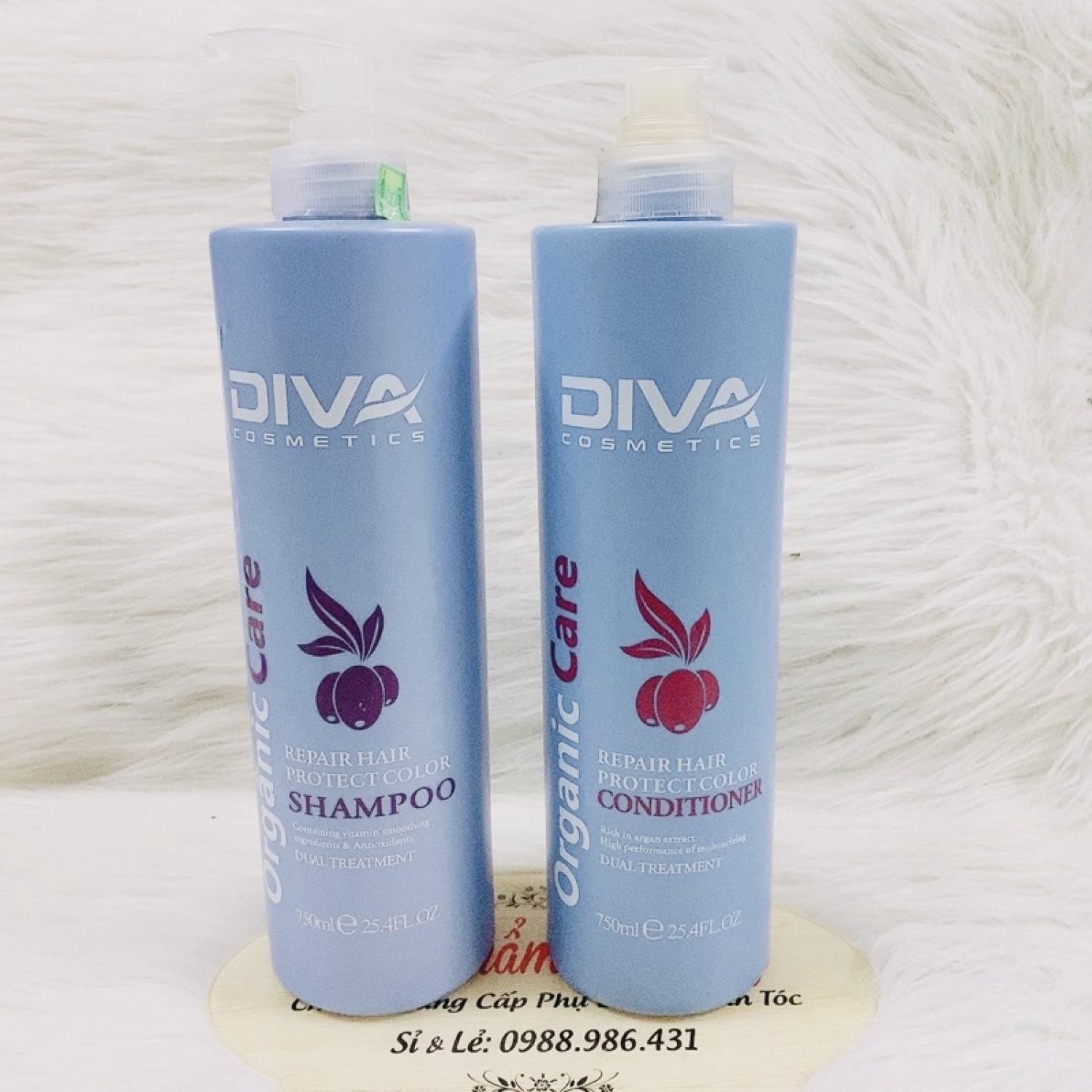 Cặp gội xả diva xanh phục hồi tóc hư tổn chuyên sâu 750 ml