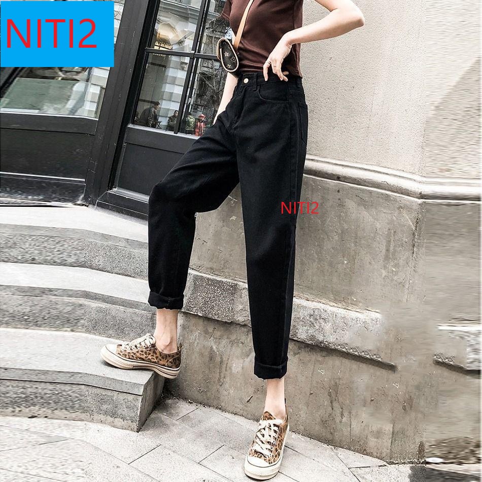 [ VIDEO HÌNH THẬT!! ] QUẦN JEAN NỮ LƯNG CAO KIỂU QUẦN BAGGY JEAN NỮ LƯNG CAO NITI2 MÀU ĐEN LAI CUỐN CHẤT VẢI CỰC DÀY THÍCH HỢP ĐI CHƠI ĐI HOC DẠO PHỐ-NY12308