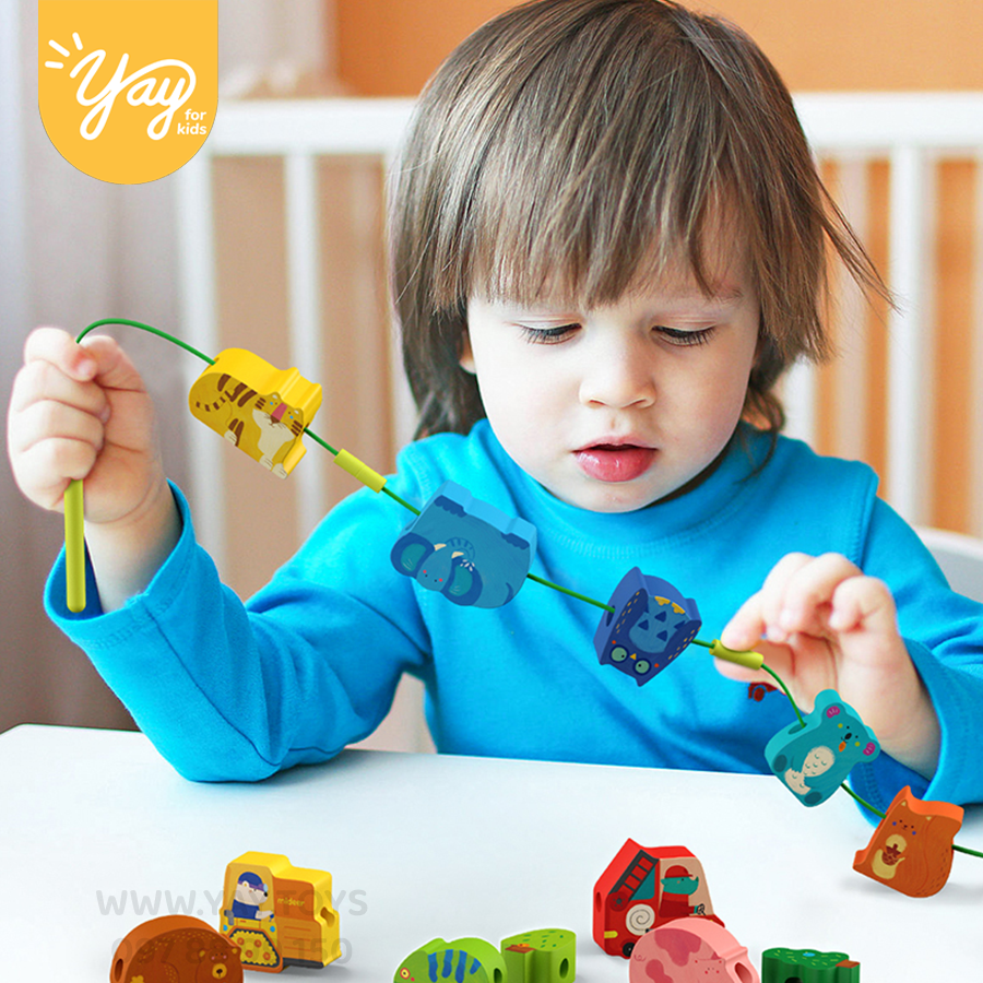 [3 chủ đề] Trò Chơi Xâu Hạt Gỗ Cho Bé 18m+