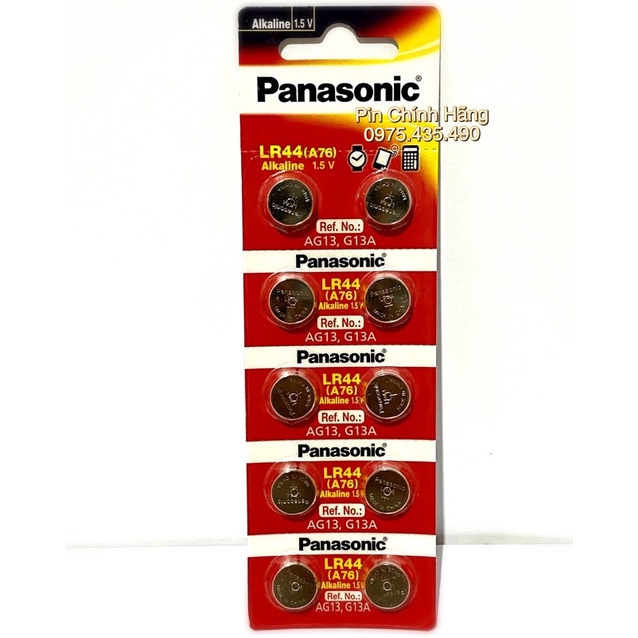 Pin LR44 AG13 A76 Panasonic Alkaline Chính hãng Vỉ 10 Viên