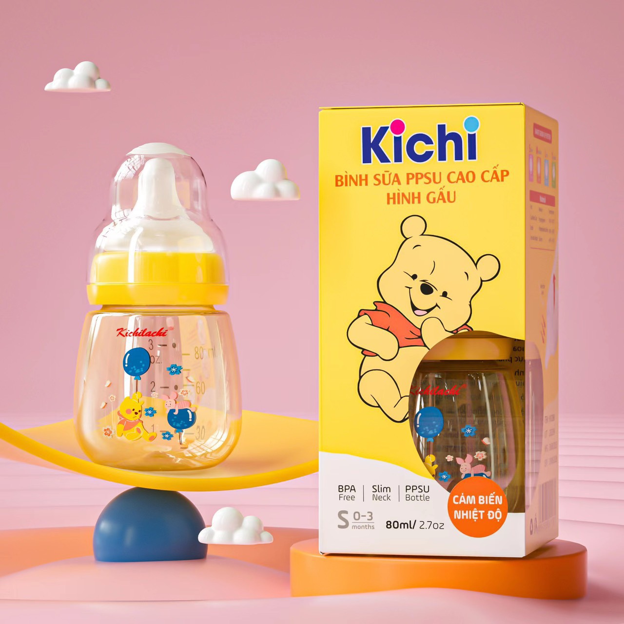 Bình sữa cổ hẹp kichilachi ppsu cao cấp 80ml - 150ml - 250ml