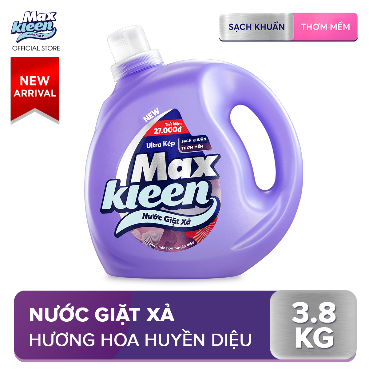 Nước Giặt Xả Maxkleen 3,8kg Hương Nước Hoa Huyền Diệu