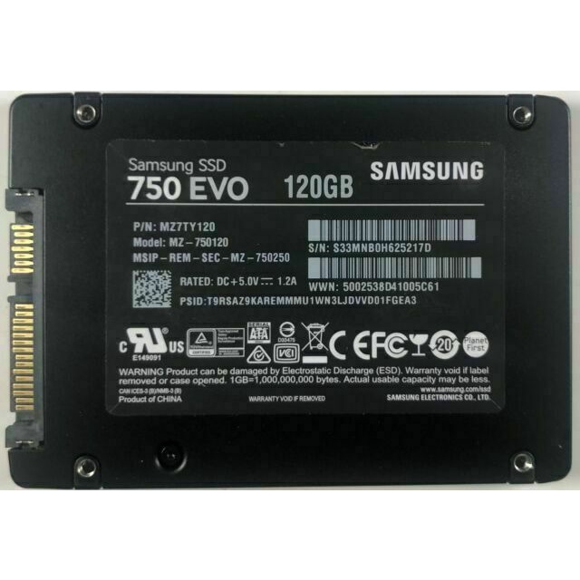 SSD Samsung Evo 750 120G cũ sức khoẻ tốt