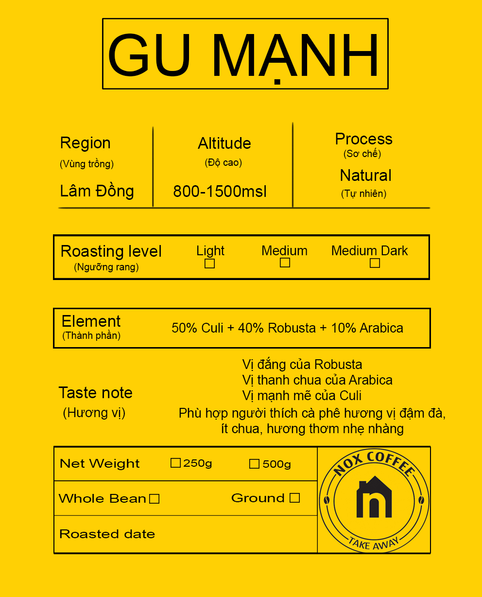 Cà phê Gu Mạnh nguyên chất 100% - Nox Coffee