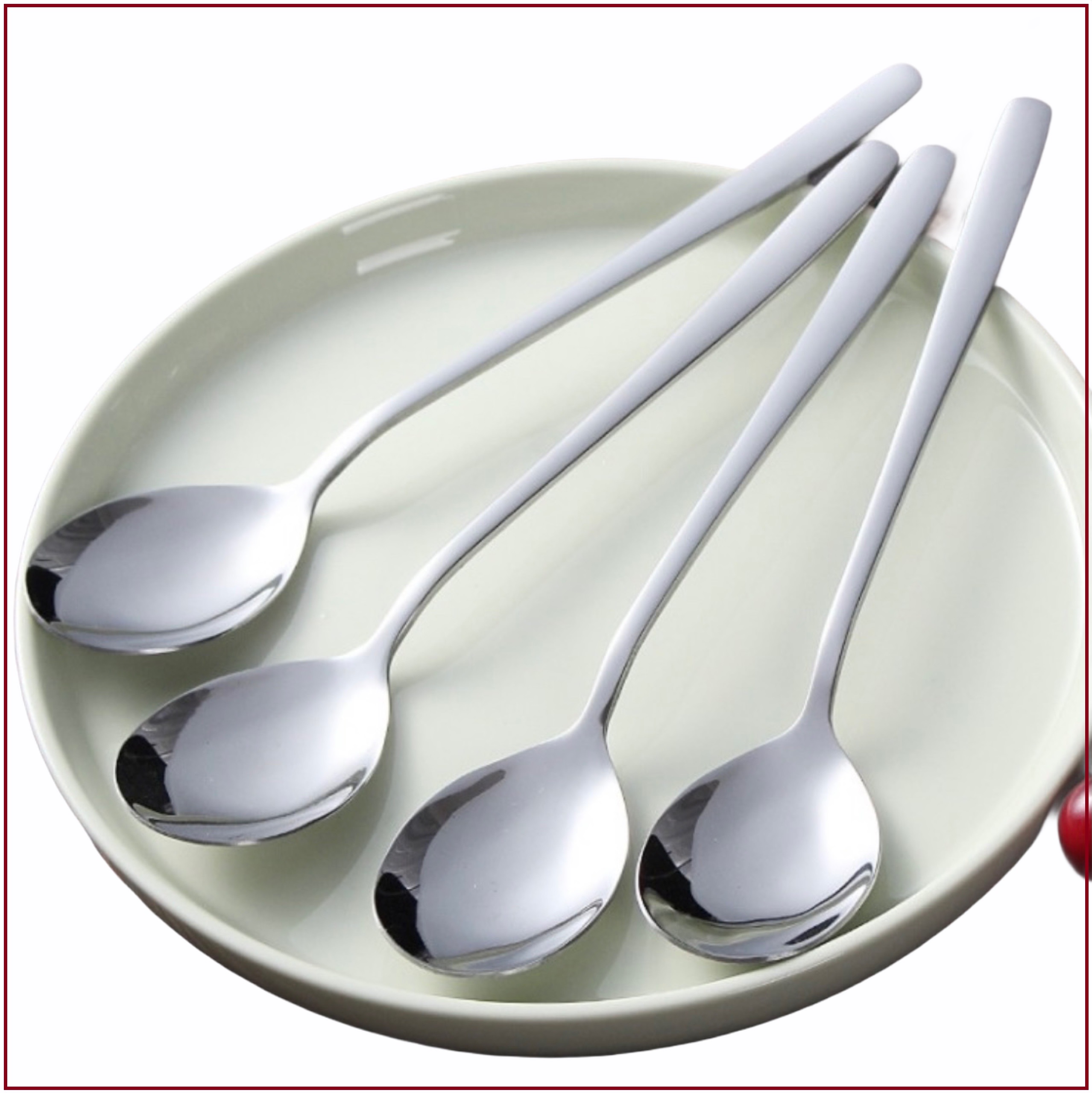 [HCM]SÉT 4 Chiếc Thìa Hàn INOX 304- (Muỗng ) Cán Dài  ĐẸP LỘNG LẪY ( CÓ 3 SIZE)