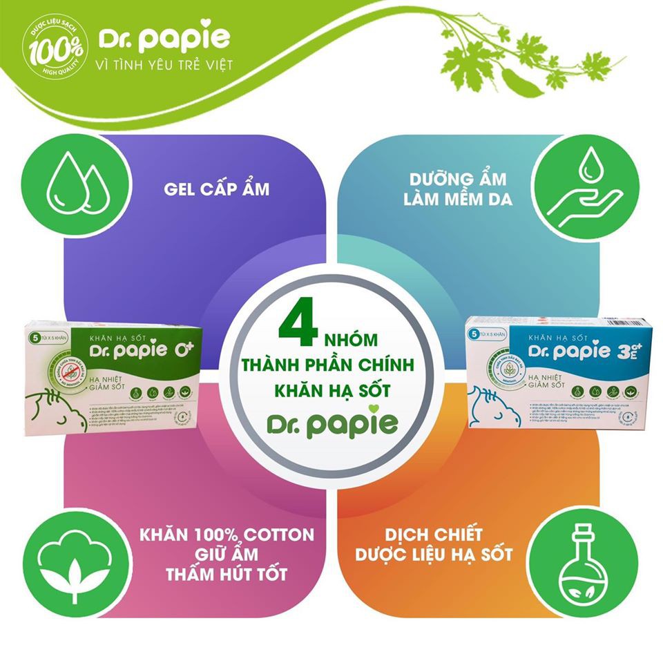 KHĂN LAU HẠ SỐT DR.PAPIE CHO BÉ