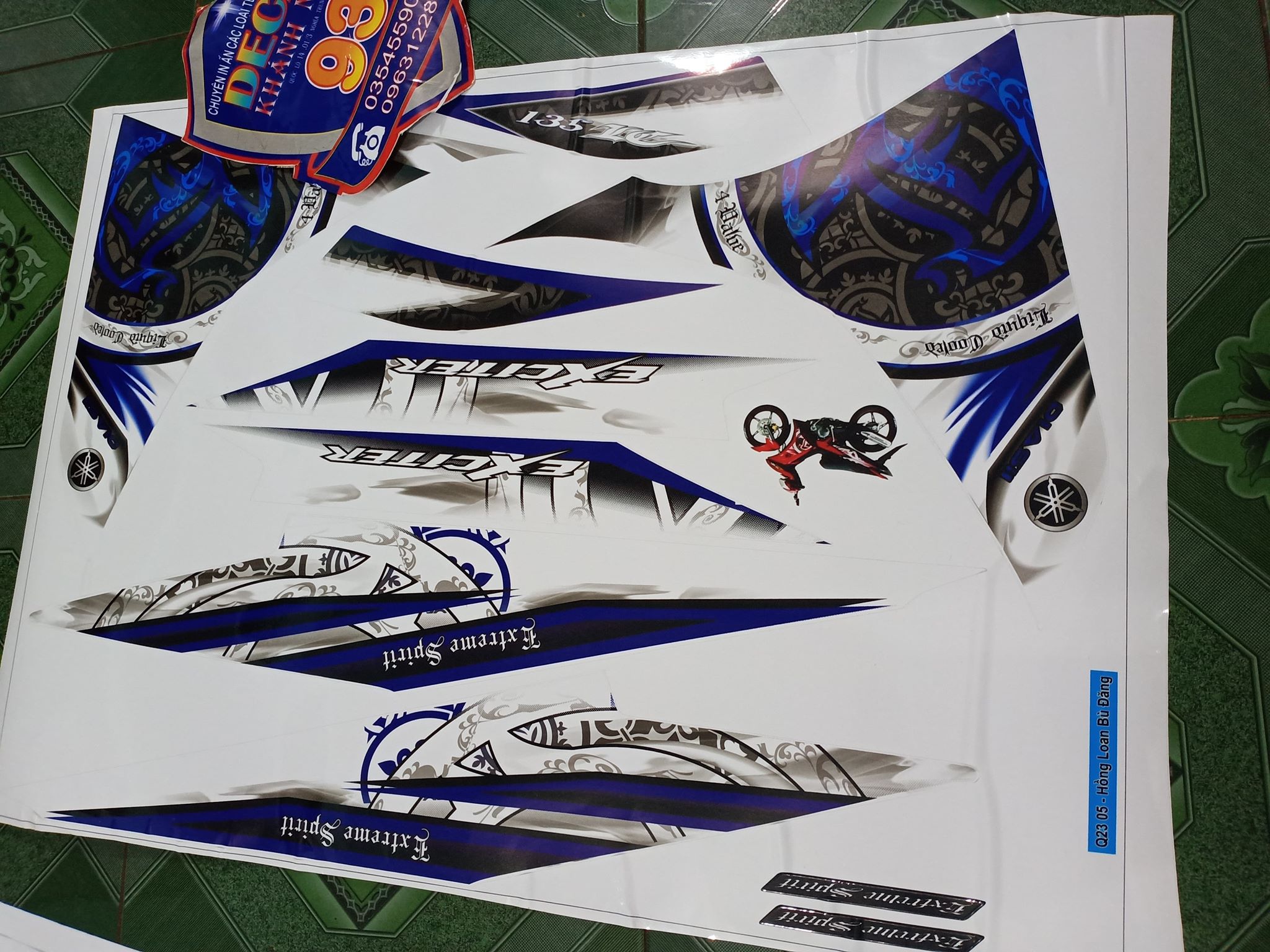 tem rời ex 135 dán xe trắng hoặc bạc decal 3 lớp ko bay màu