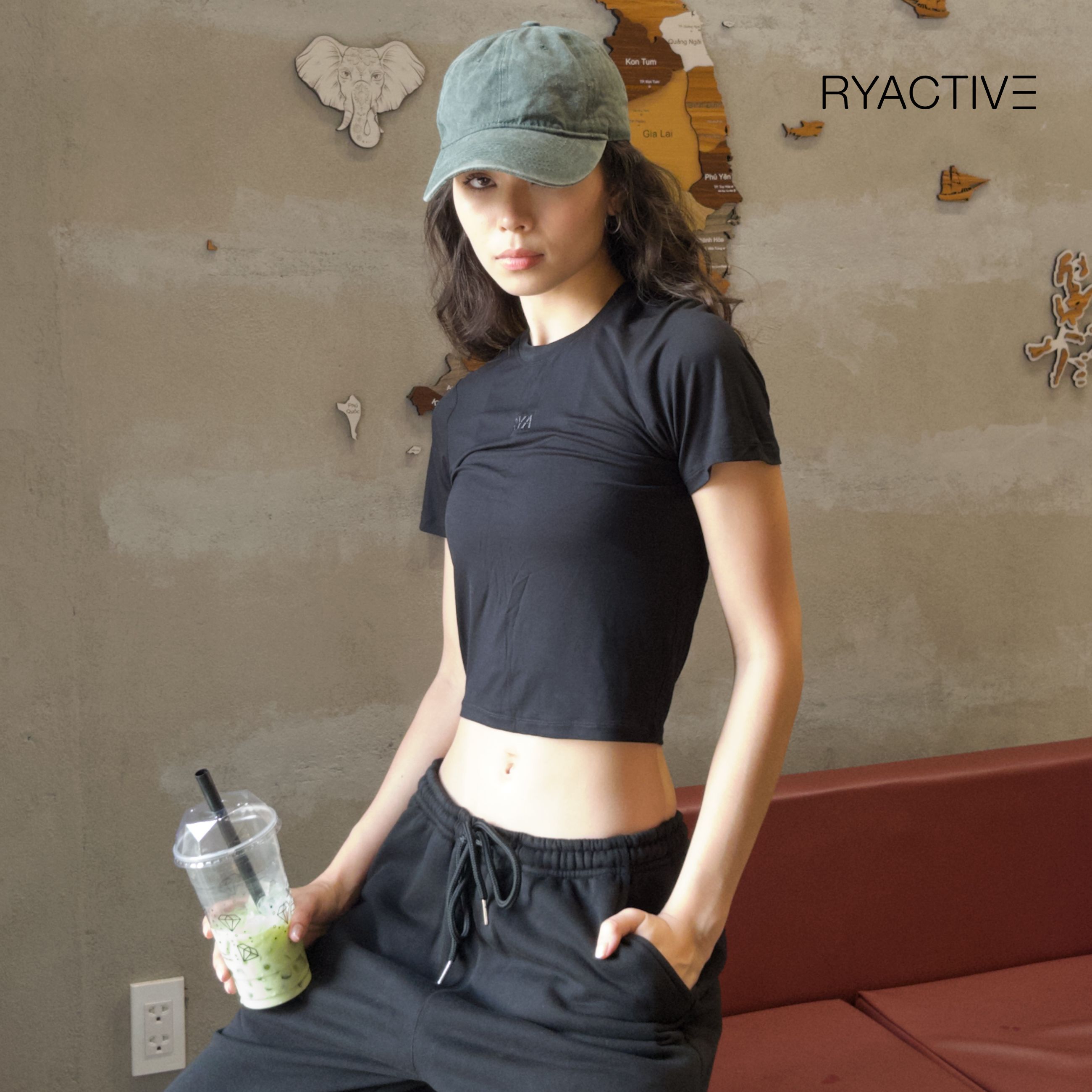 Áo thun nữ RYACTIVE - RYA BABY TEE Black