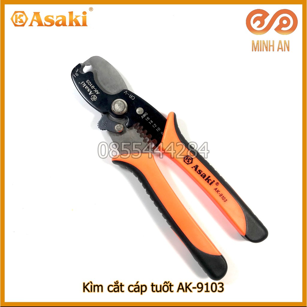 Kìm Cắt- Tuốt Đa Năng Asaki Ak-9103 (Kìm Cắt-Kìm Tuốt Dây)