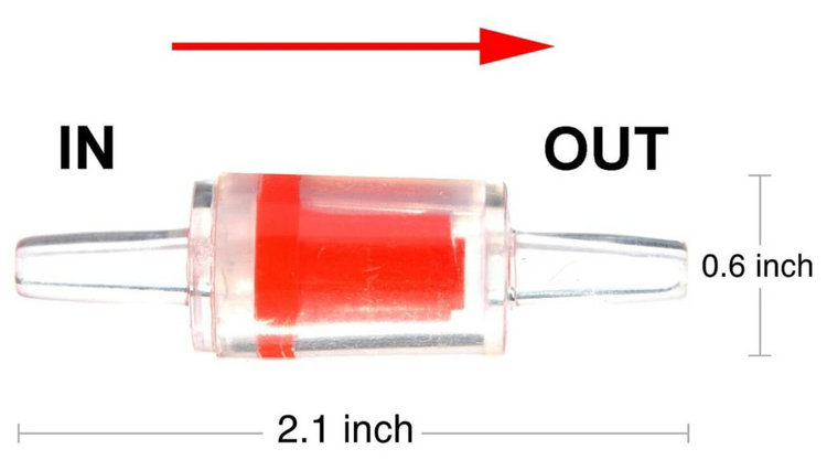 Van 1 chiều Co2 / Oxy cho bể cá