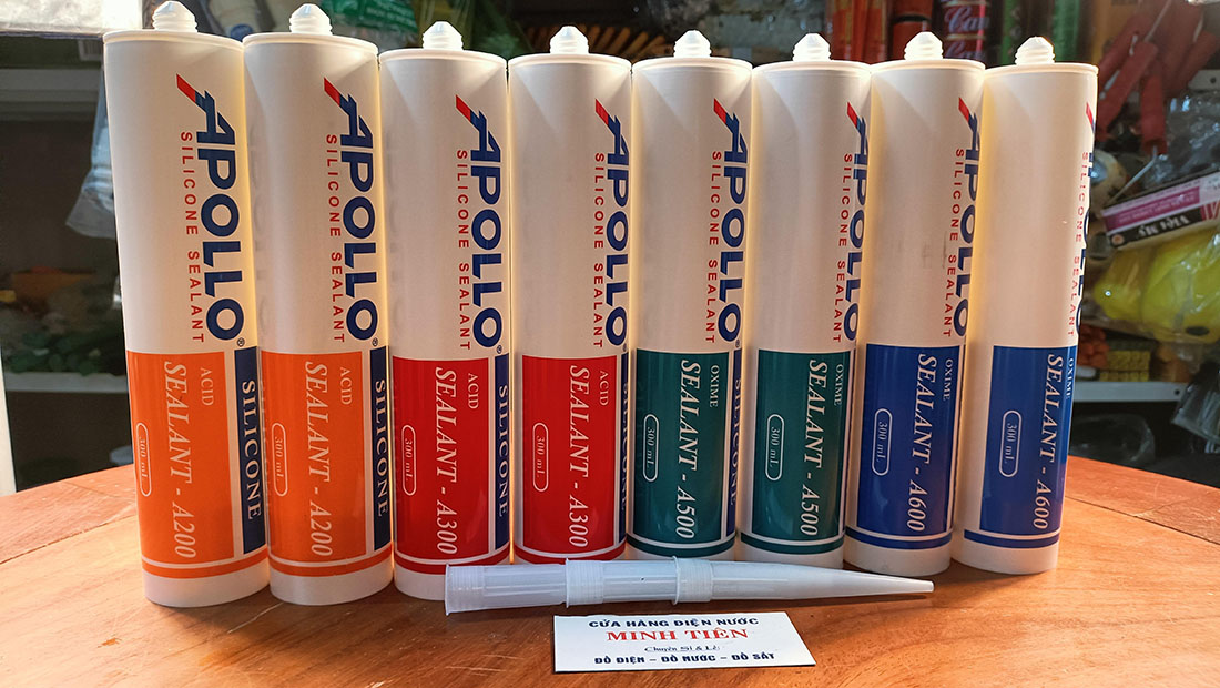Keo silicon apollo, keo silicone chính hãng 300 ml có 3 màu lựa chọn là trắng trong, sữa, đen a200, a300, a500, a600
